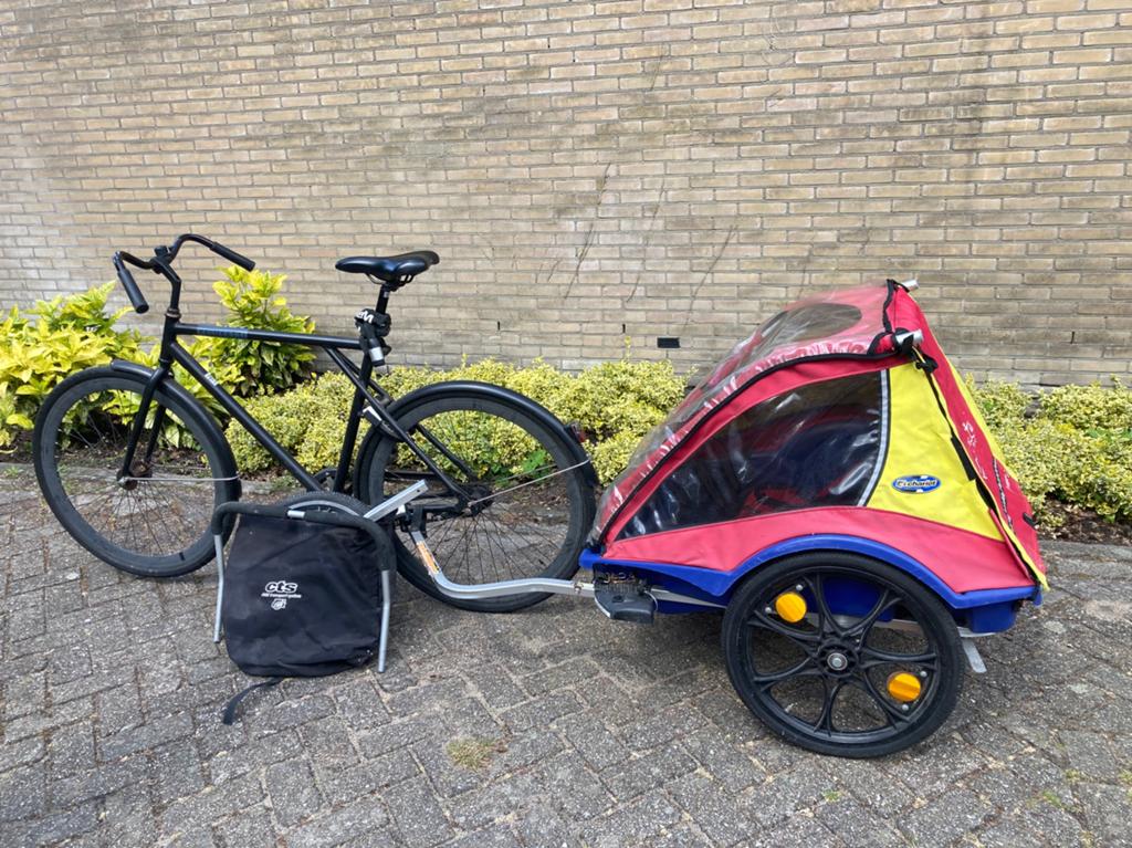 Fietskar voor kinderen, Fietsen en Brommers, Fietsaccessoires | Aanhangers en Karren, Ophalen, Gebruikt, Opvouwbaar, Kinderkar