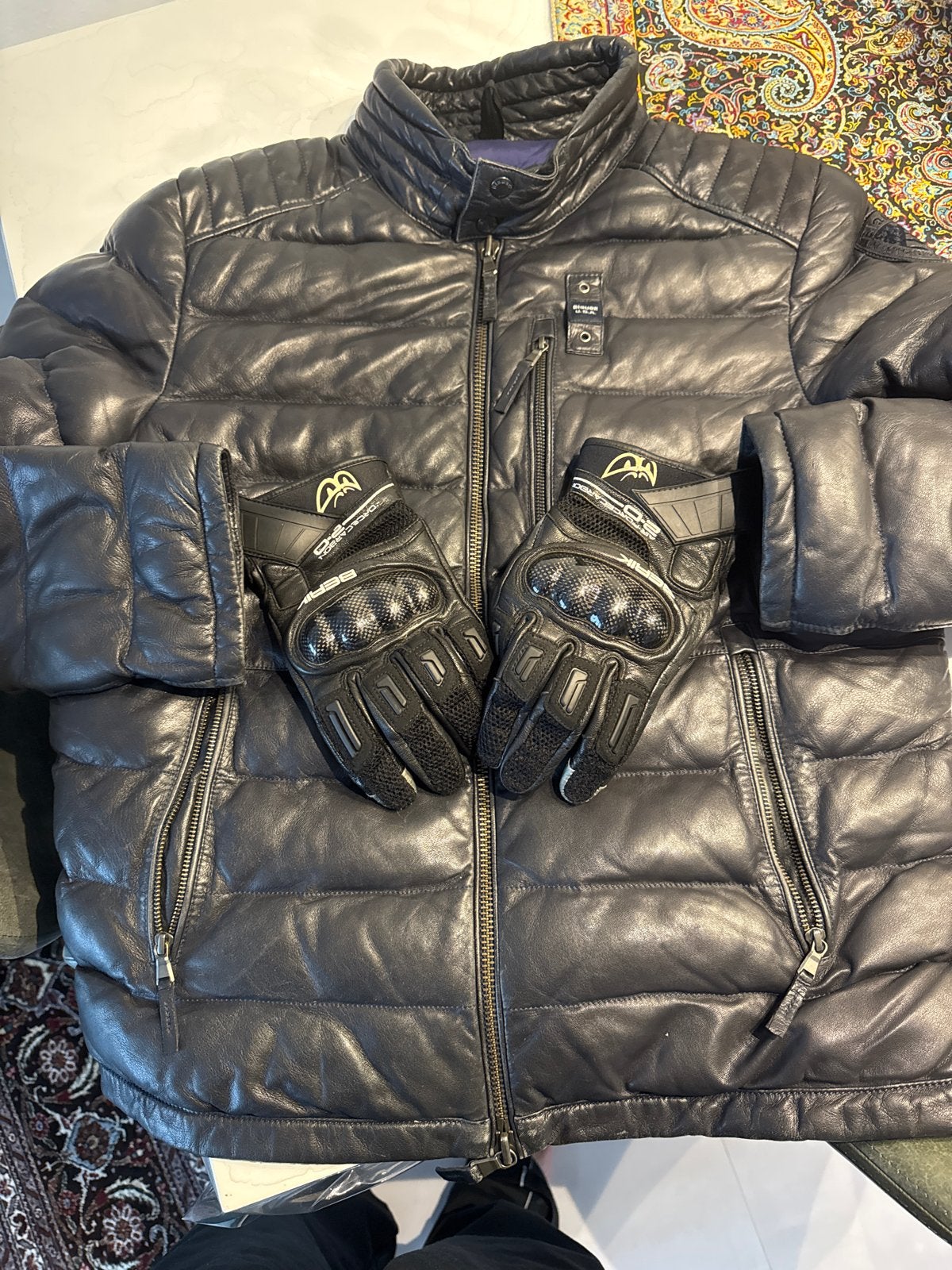 Zeer nette XXL Blauer motorjas en Berik handschoenen, Ophalen of Verzenden, Tweedehands, Heren, Jas | leer