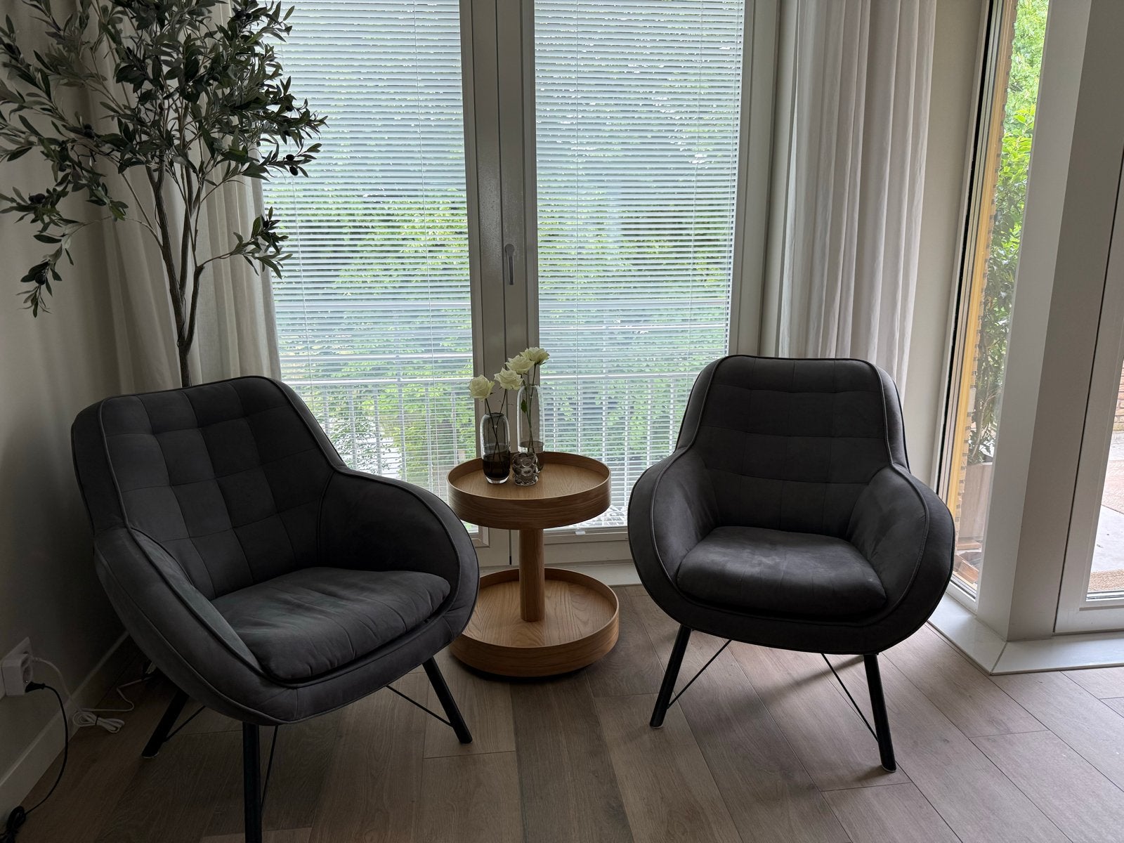 2x Moderne grijze fauteuil - Sheeran stof, Huis en Inrichting, Ophalen, Zo goed als nieuw, Eén, Stof