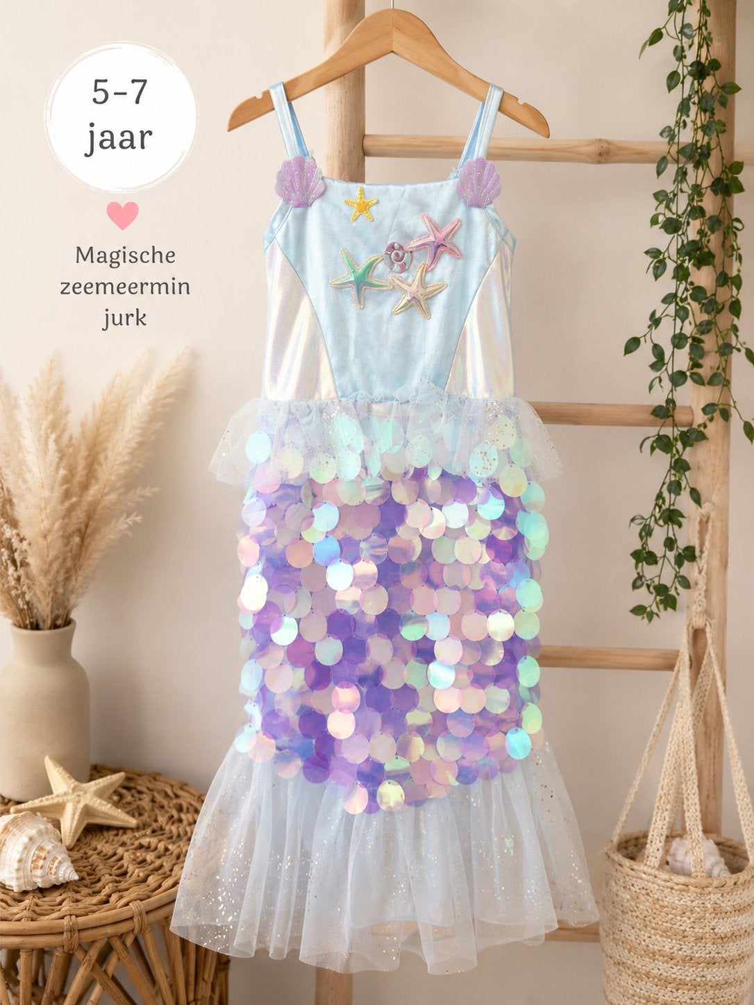 Magische Zeemeermin Jurk - Perfect voor Verkleedpartijen, Ophalen of Verzenden, Nieuw, 122 t/m 128, Meisje