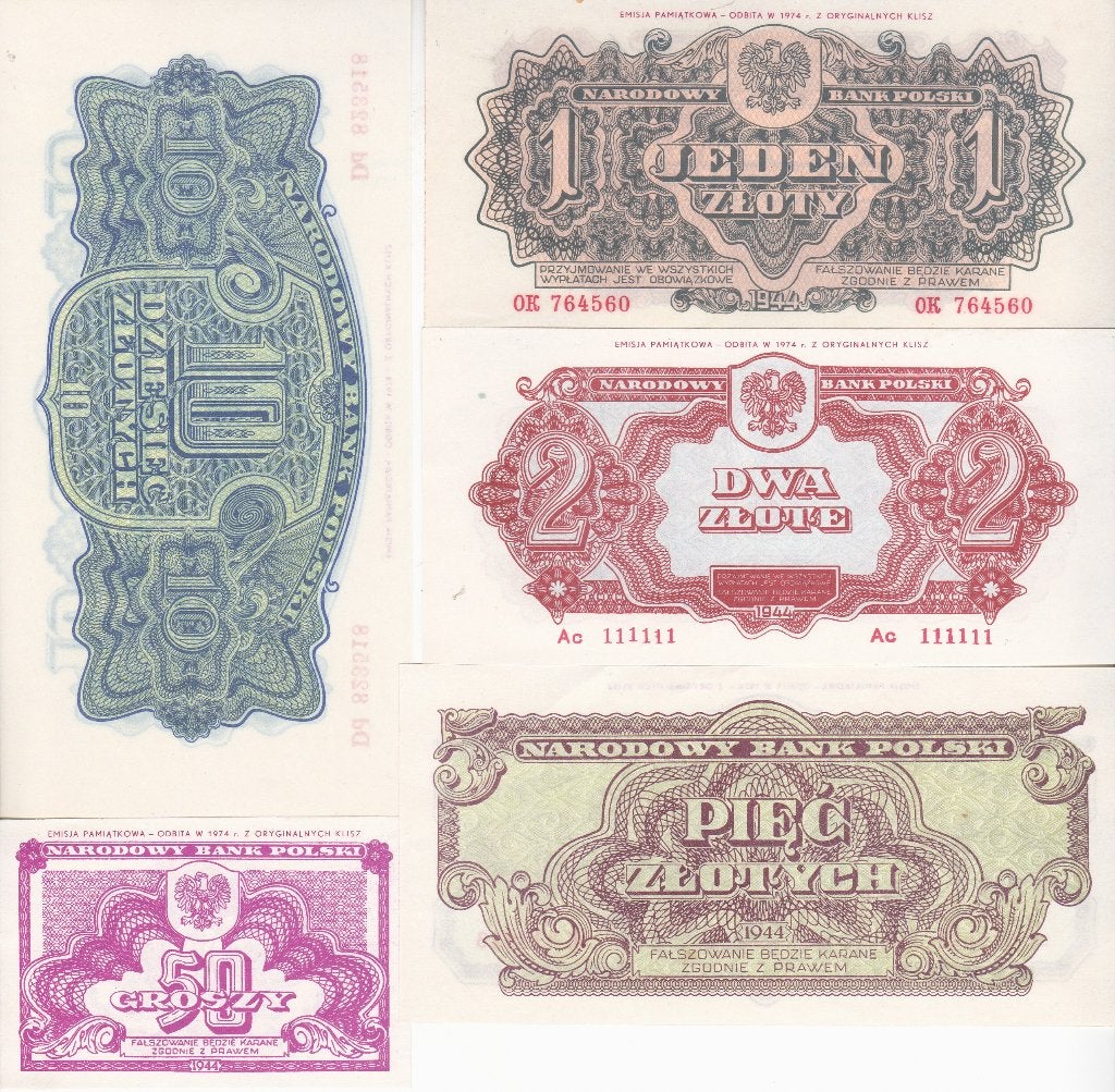 POLEN  8 BILJETTEN  SERIE 1-2-5-10-20-50-100-500 IN ALBUMJE, Postzegels en Munten, Ophalen of Verzenden, 25 gulden
