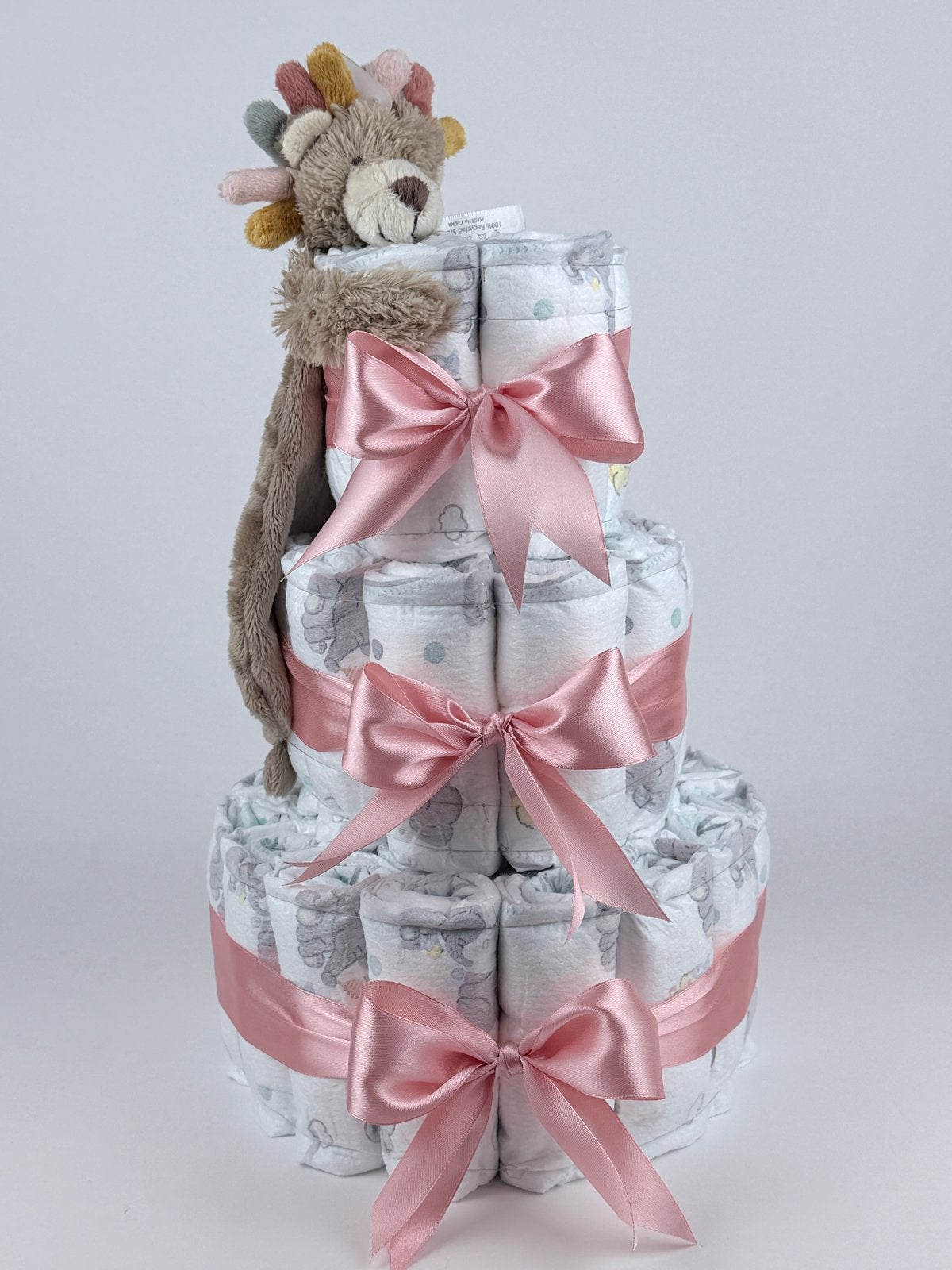 Luiertaart meisje happy horse tut leeuw leon dp roze, Ophalen of Verzenden, Nieuw, Kraamcadeau