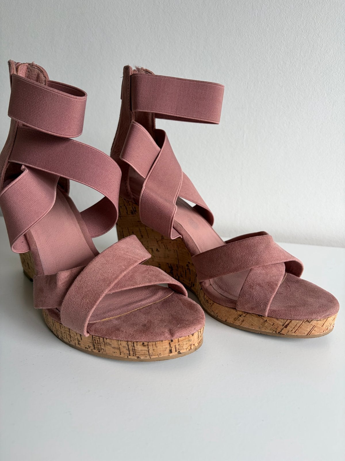 Graceland Sandalen met kurkzool en elastische band, mt 38, Kleding | Dames, Ophalen of Verzenden, Zo goed als nieuw, Roze, Sandalen of Muiltjes