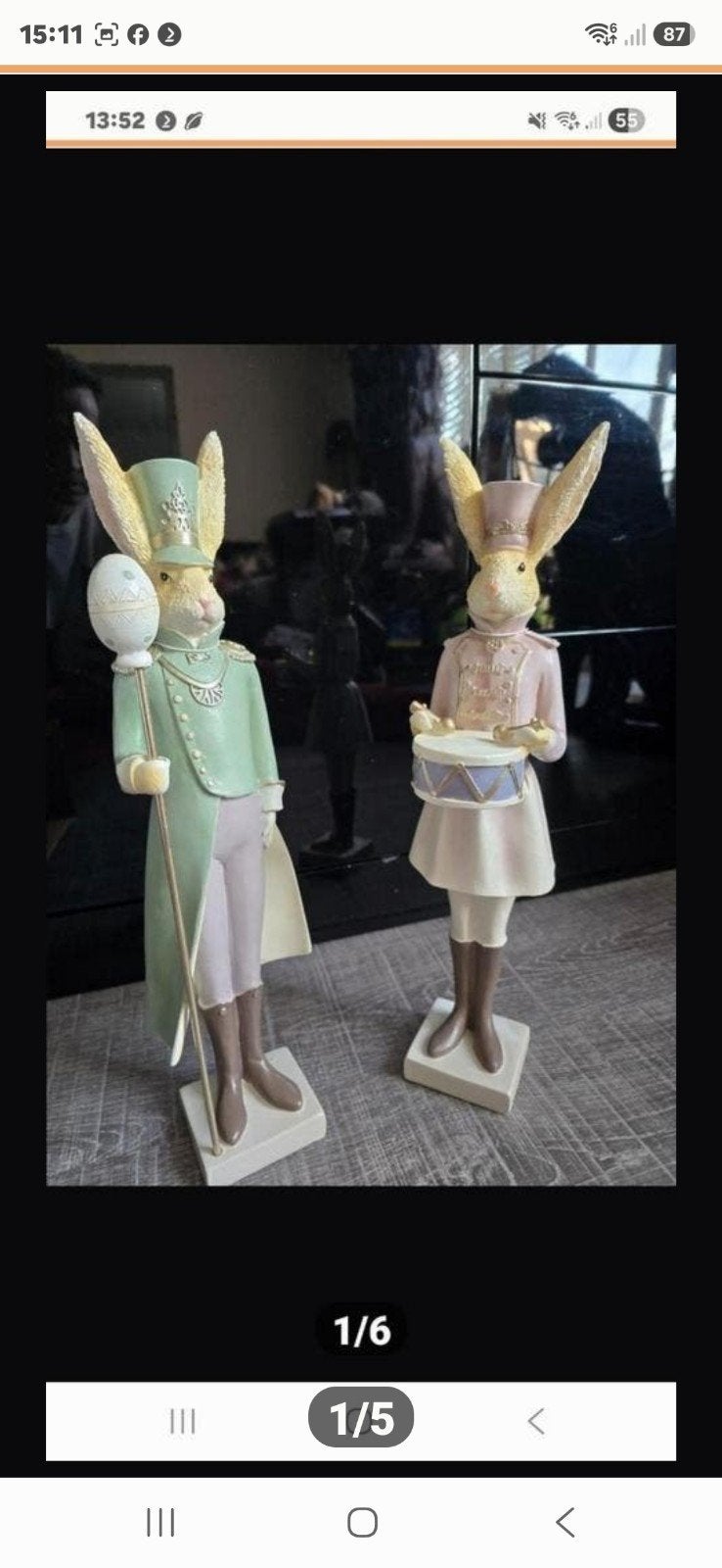 Set van twee decoratieve paashaas beelden., Ophalen of Verzenden, Nieuw