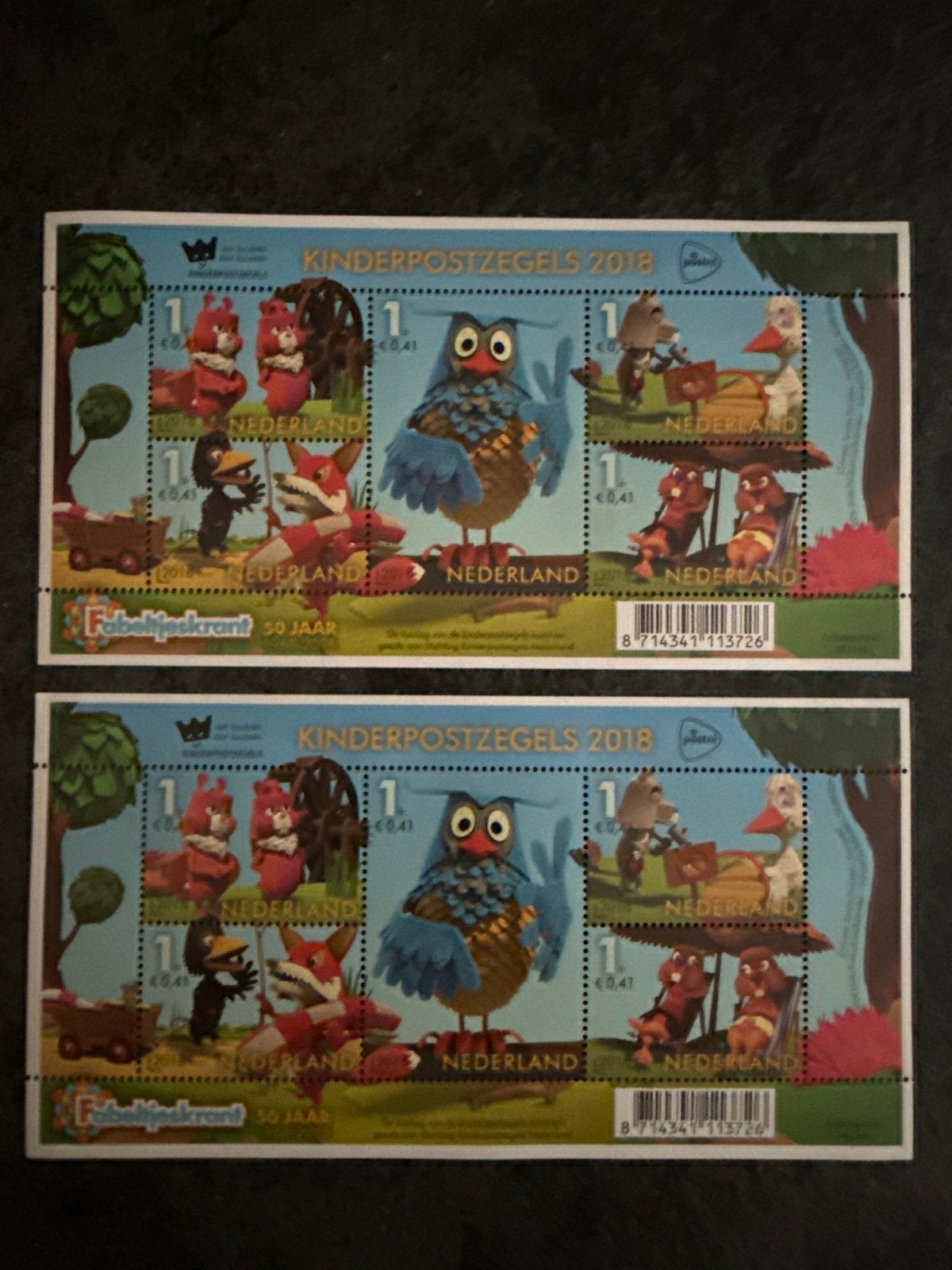 Kinderpostzegels 2018 - Fabeltjeskrant (2 vellen), Ophalen, Na 1940, Postfris
