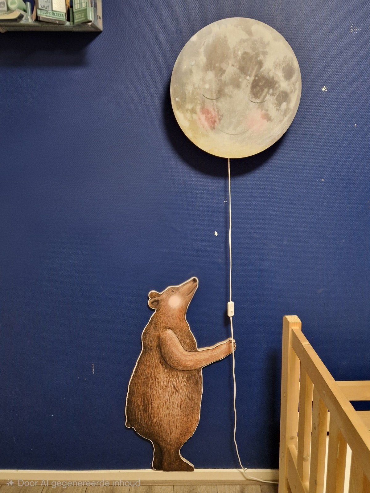 Hartendief maanlamp met berensticker - Nachtlamp kinderkamer, Met snoer/stekker, Meerkleurig, Overige fittingen, Zo goed als nieuw