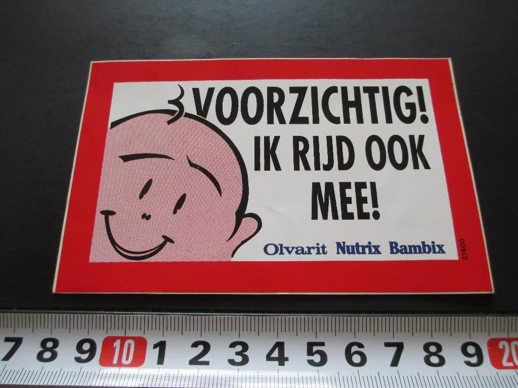 sticker voorzichtig ik rijd ook mee! baby - olvarit nutrix *, Verzamelen, Stickers, Zo goed als nieuw, Ophalen