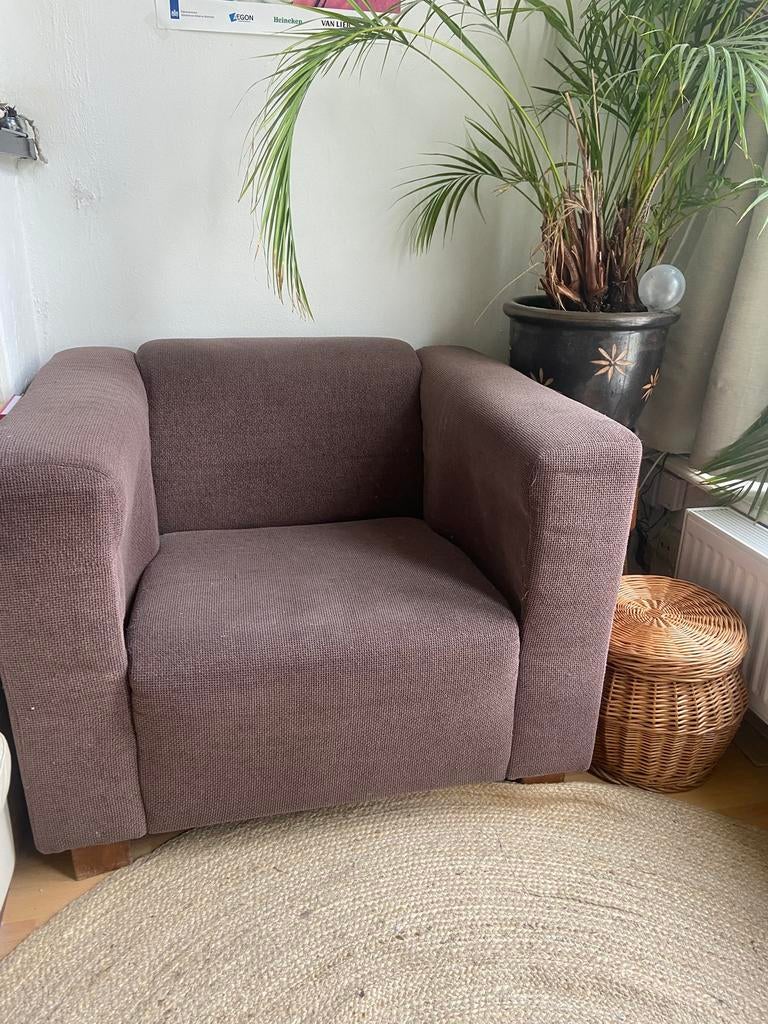 Bruine fauteuil, Ophalen, Gebruikt, Eenpersoons, 75 tot 100 cm