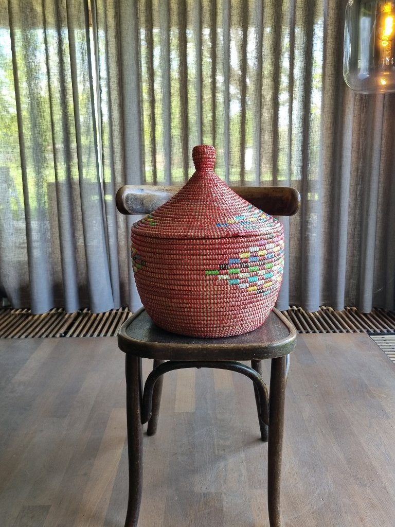 rode  afrikaanse  opbergmand tajine, Mand, Rond, Nieuw, Ophalen of Verzenden
