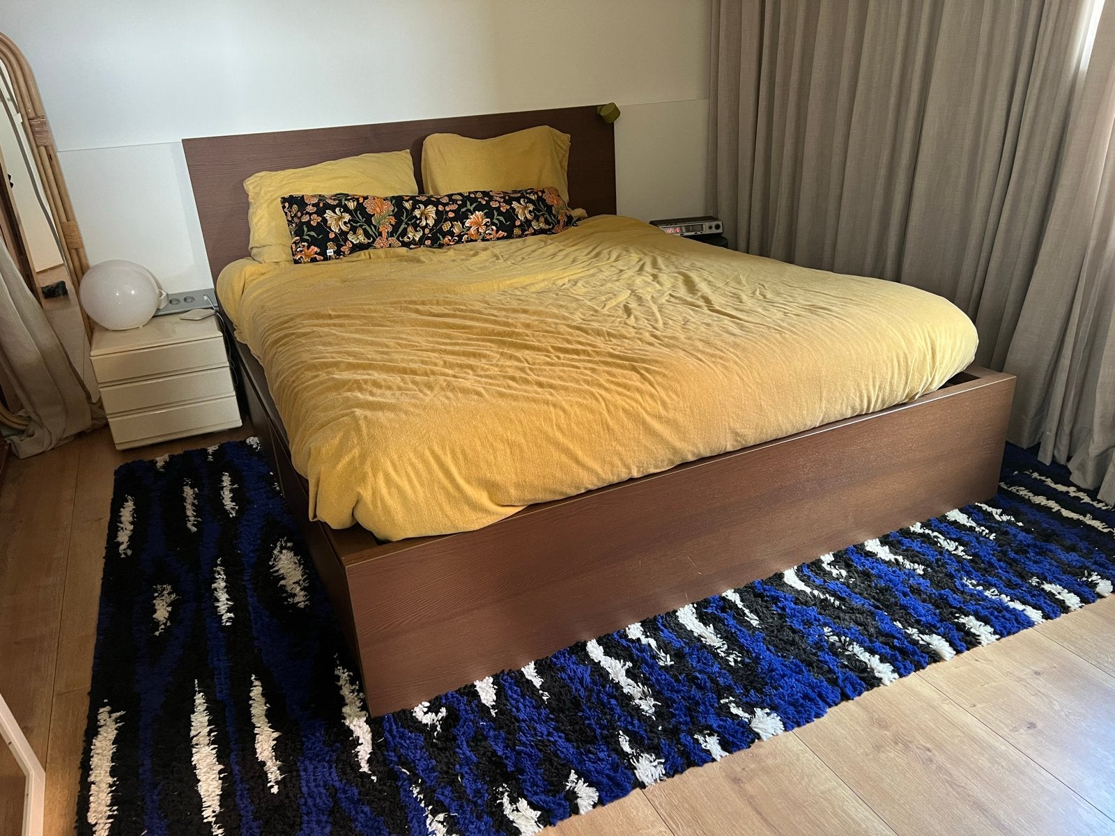 IKEA Bullerremsa kleden (2 stuks) vloerkleed hoogpolig blauw, Ophalen, Gebruikt, 100 tot 150 cm, Zwart