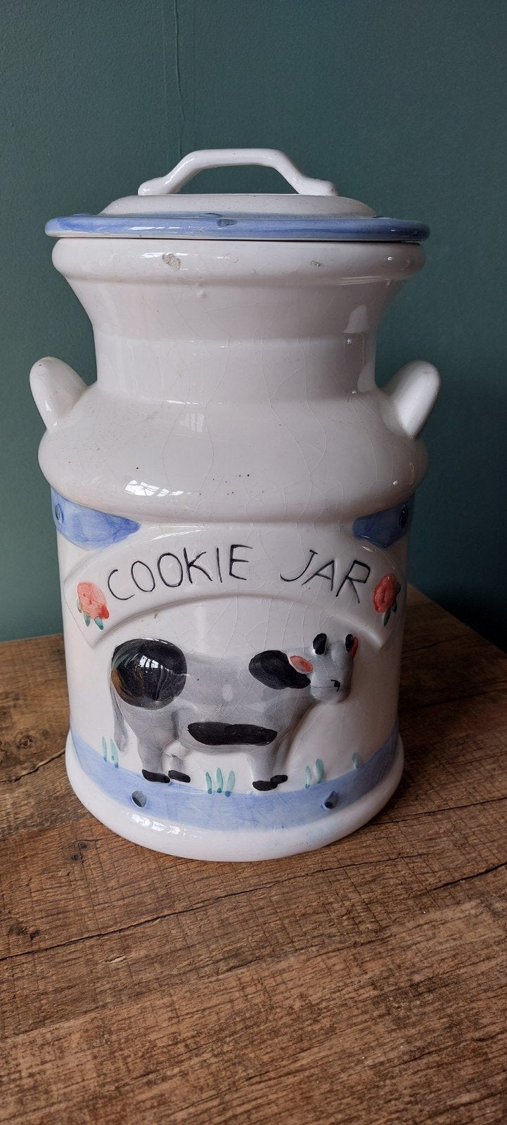 Vintage Koekjespot in Melkbus Stijl met Koe Decoratie, Antiek en Kunst, Ophalen of Verzenden