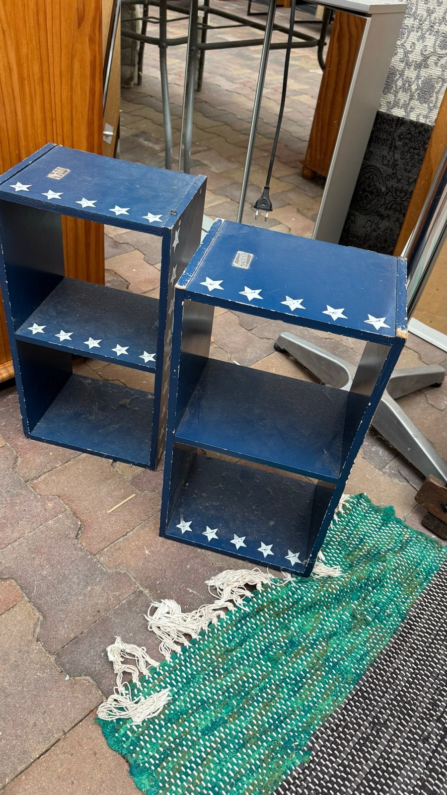 Set van 2 blauwe houten rekken met sterren, Ophalen of Verzenden, Gebruikt
