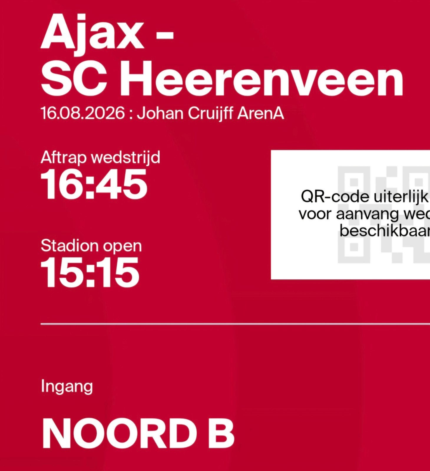 1x AJAX - SC Heerenveen - Vak 115, Tickets en Kaartjes, Sport | Voetbal, Eén persoon