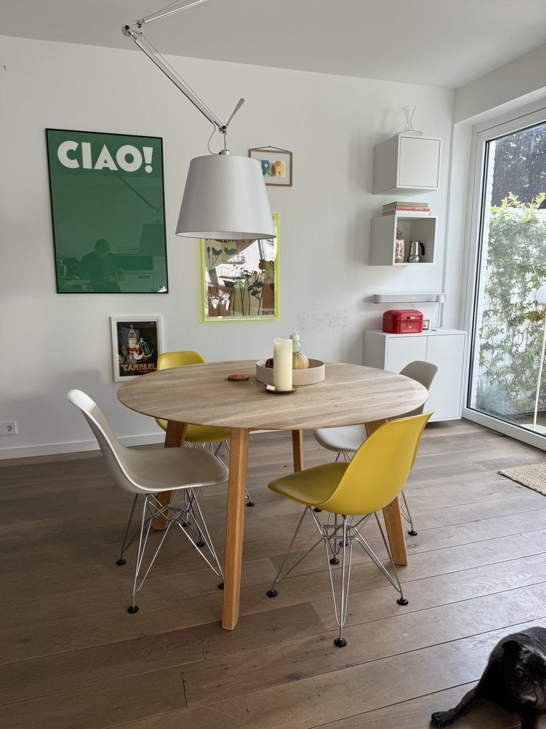Sav Okse eiken ronde tafel 130cm doorsnede, Ophalen, Gebruikt, Vijf personen of meer, Tijdloos