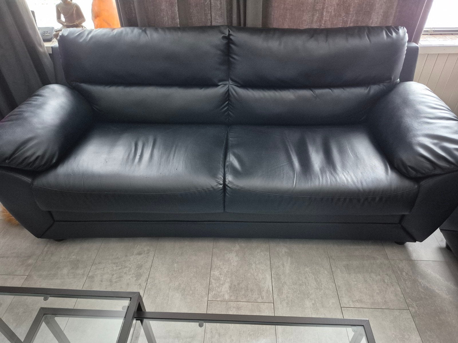 kunstleren bank, Huis en Inrichting, Ophalen, Overige materialen, Gebruikt, Minder dan 75 cm
