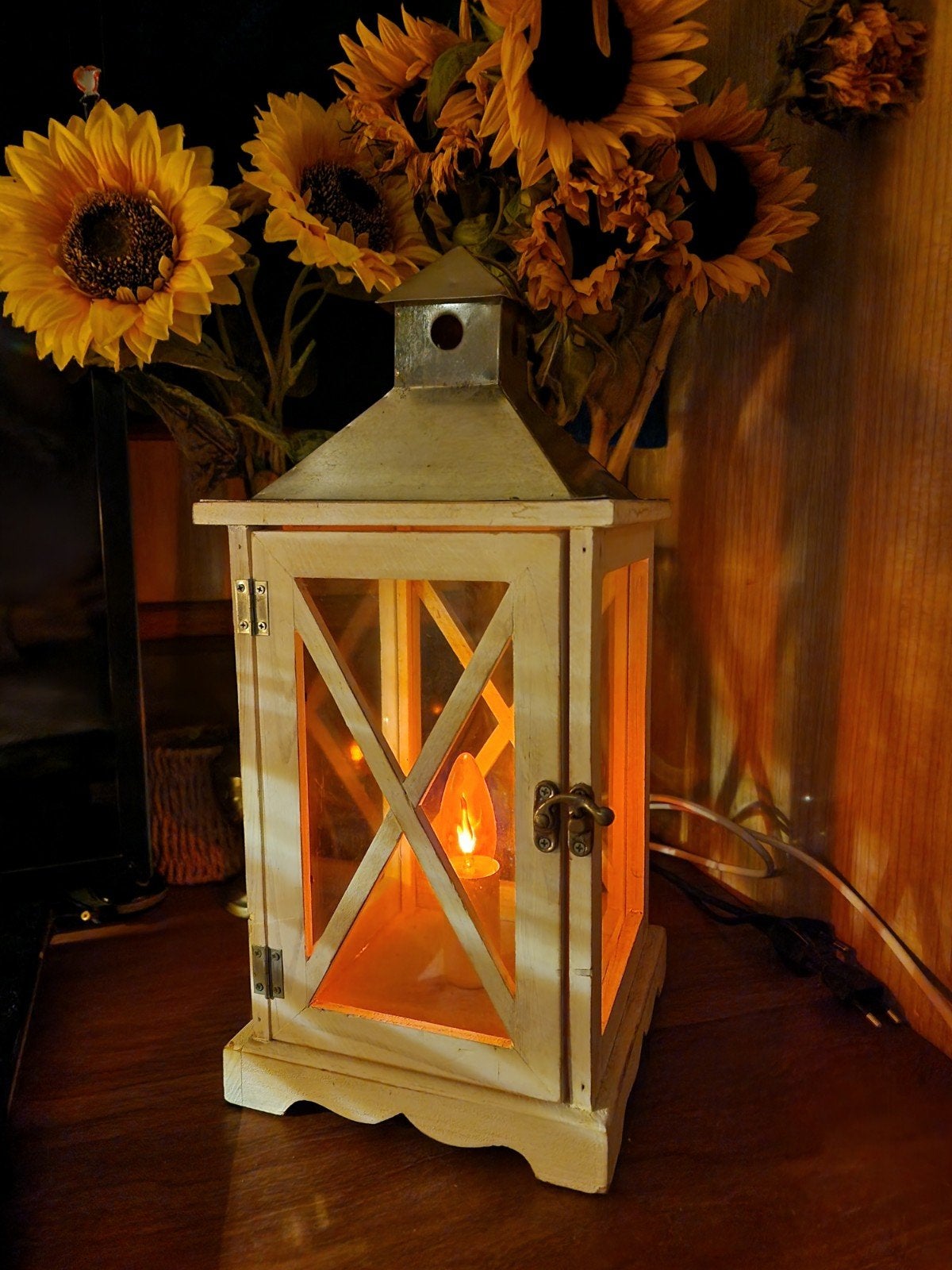 Vintage lantaarn laterne  licht, Ophalen of Verzenden, Gebruikt, Hout, Lantaarn