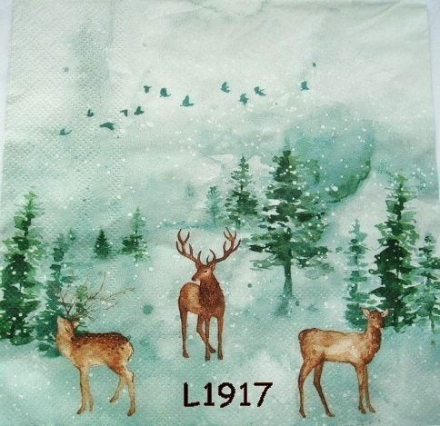 Servetten decoupage/bullet journal - Herten L1917, Verzenden, Nieuw