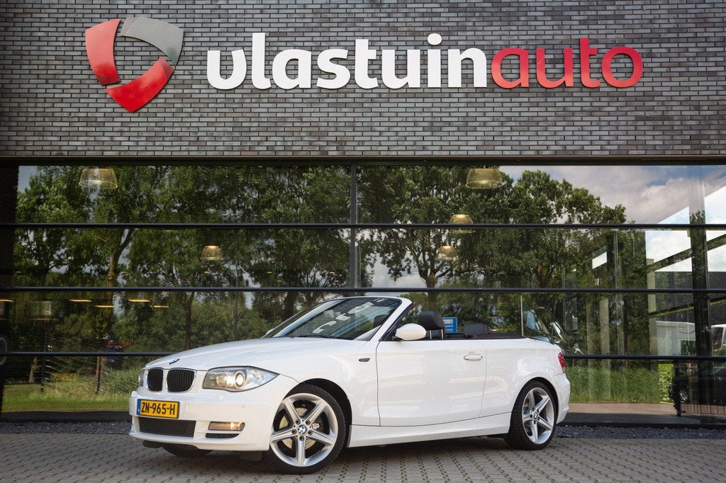 BMW 1 Serie Cabrio 120i , Cruise control, Leer, Stoelverwarm, Auto's, Zwart, 4 cilinders, Cabriolet, Wit