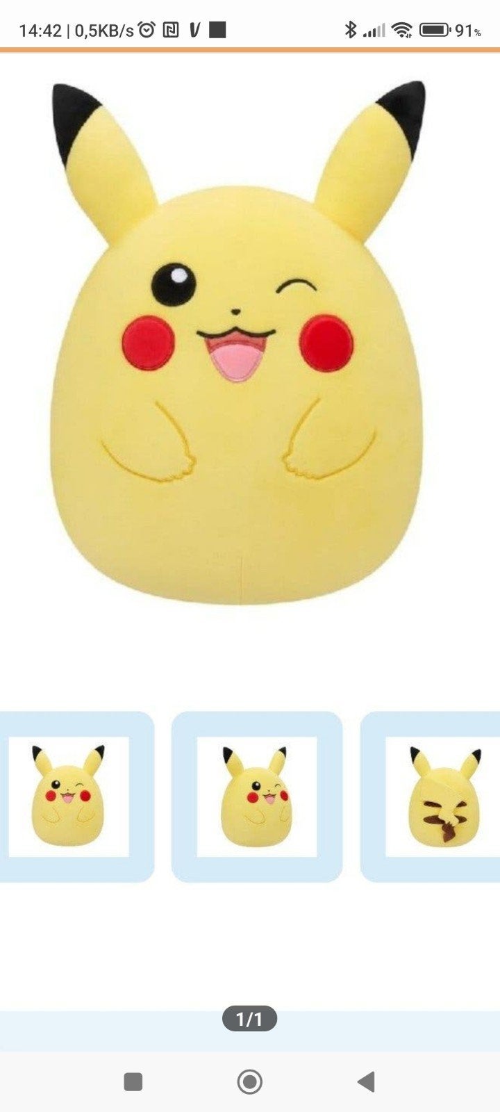 Squishmallow Pikachu knuffel - Zo goed als nieuw, Geel, Overige typen, Ophalen of Verzenden, Zo goed als nieuw