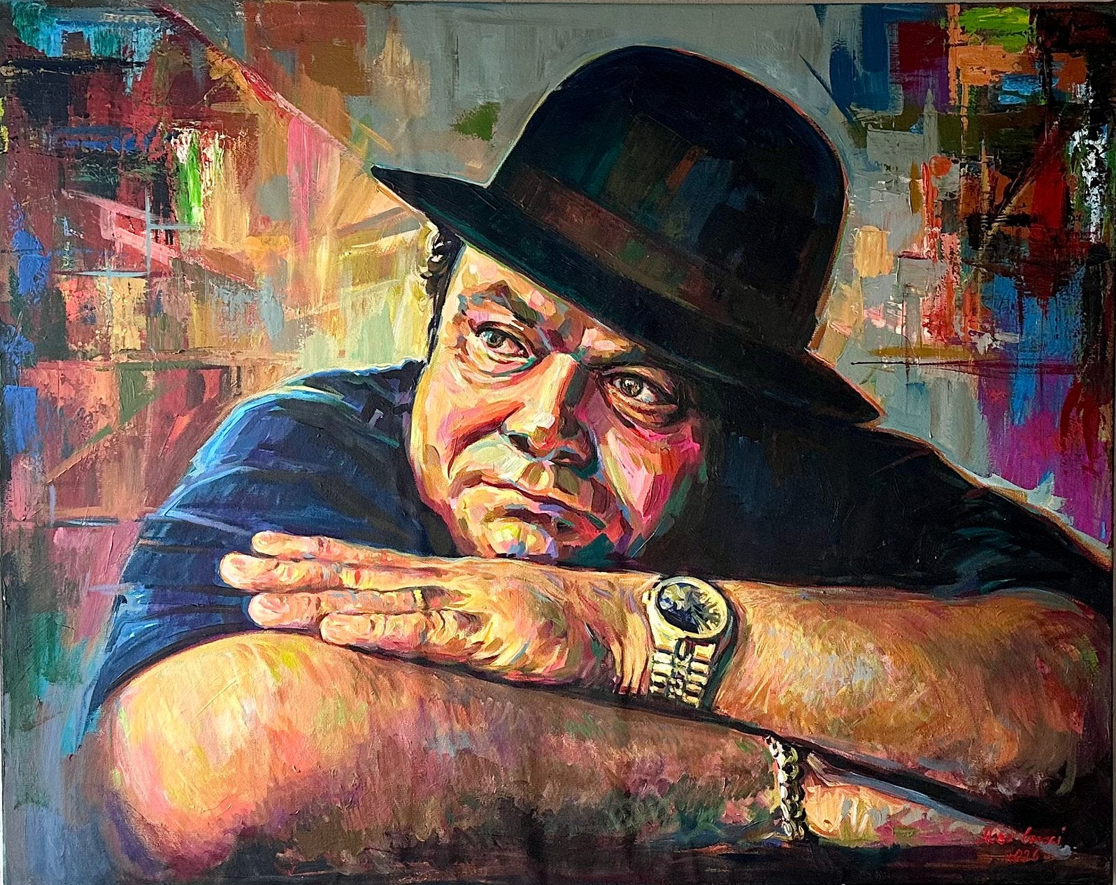 Alex L- Andre Hazes- Handgeschilderd (100%)- Origineel, Ophalen of Verzenden, Acrylverf