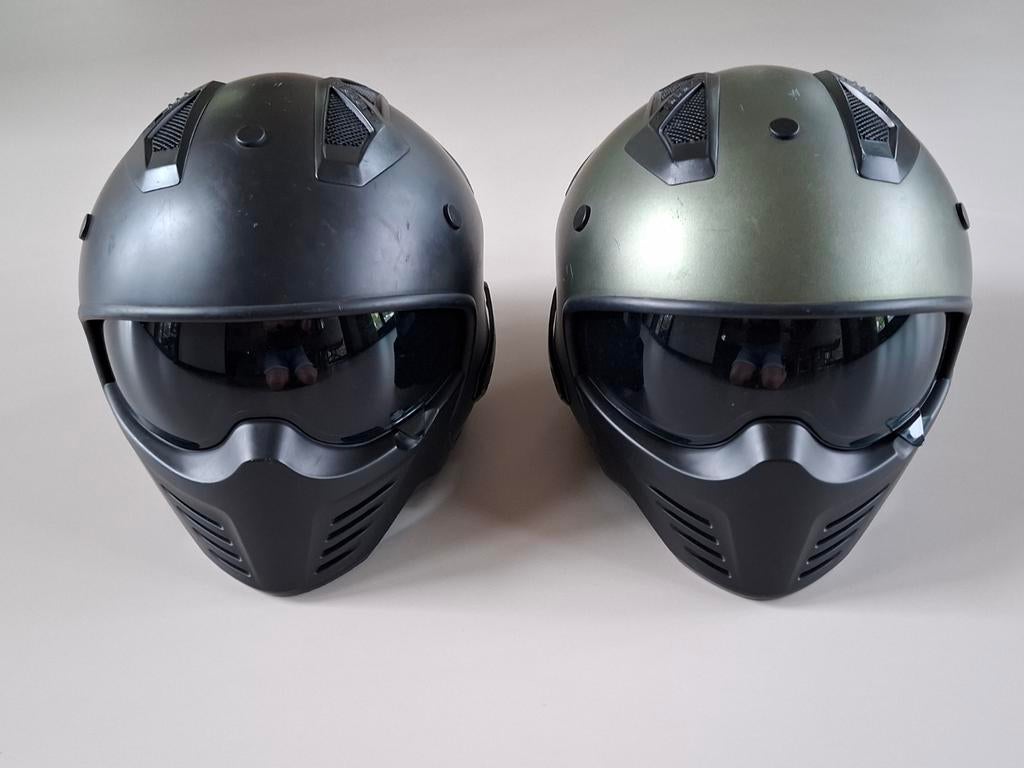 Vito scooter/motorhelmen: mat zwart-XL en legergroen-M, Motoren, Kleding | Motorhelmen, Heren, Jethelm, XL, Overige merken, Tweedehands