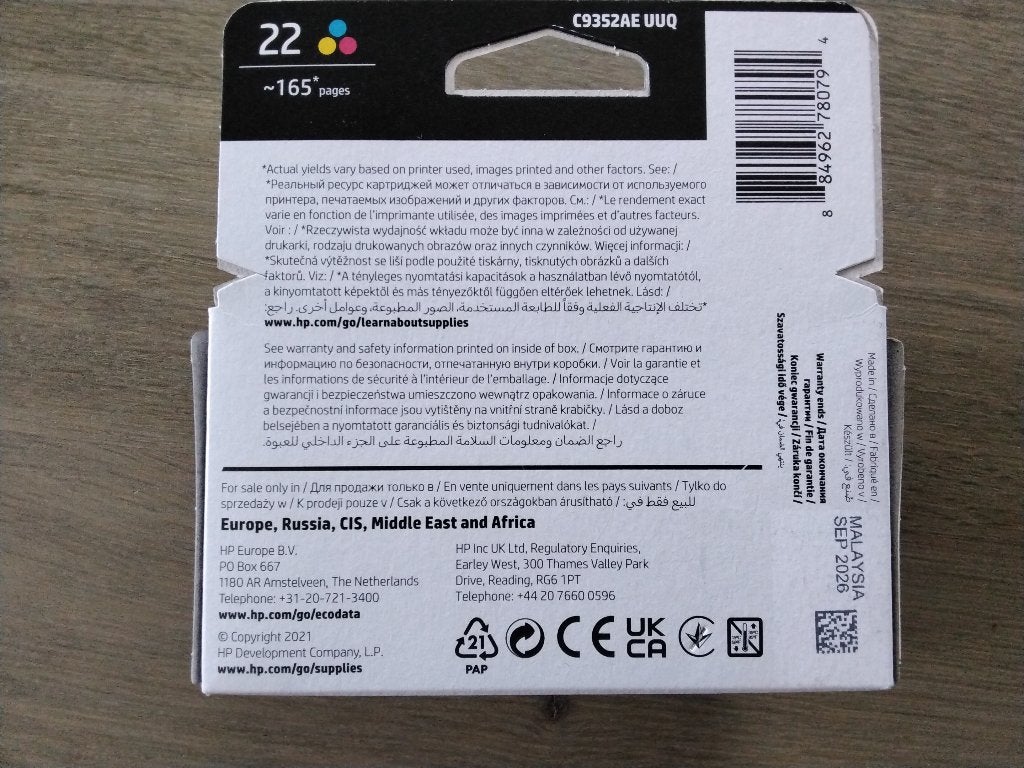 Inktcartridge HP 22 (C9352AE), Ophalen of Verzenden, Nieuw, Cartridge, HP