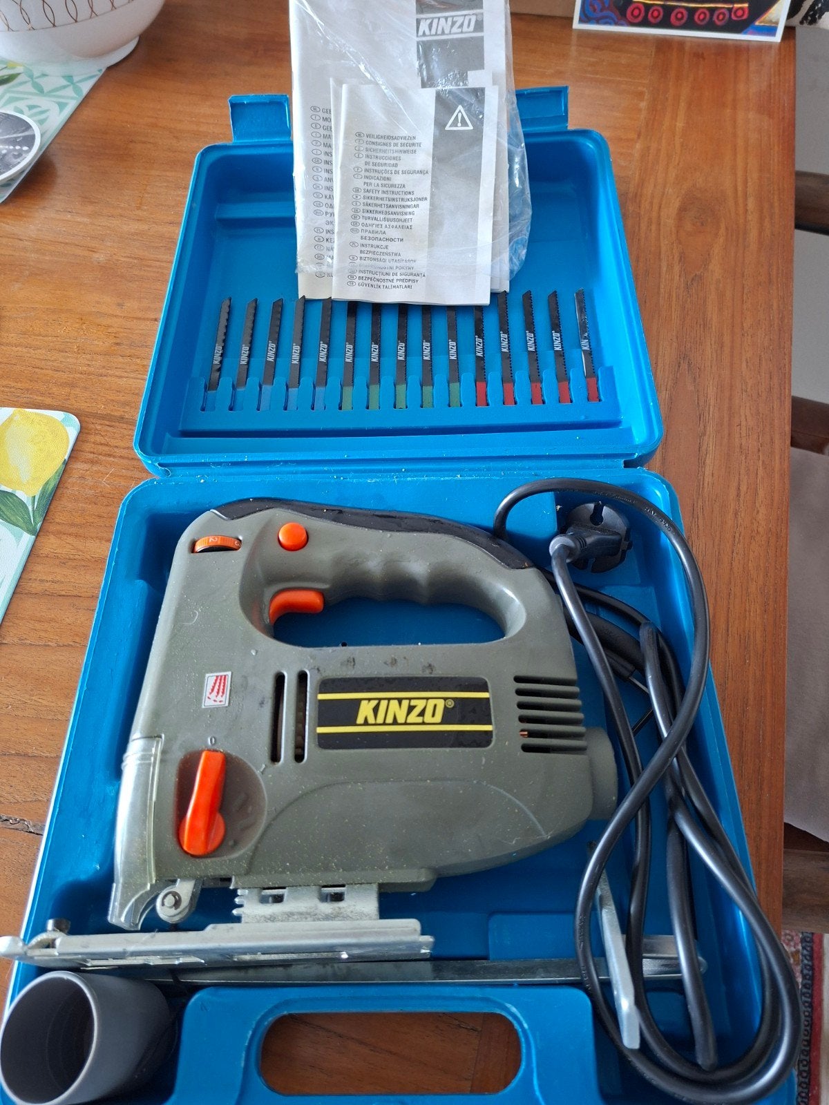 Kinzo Decoupeerzaag met Koffer en Zaagbladen, Ophalen, Minder dan 30 mm, Gebruikt, Kinzo