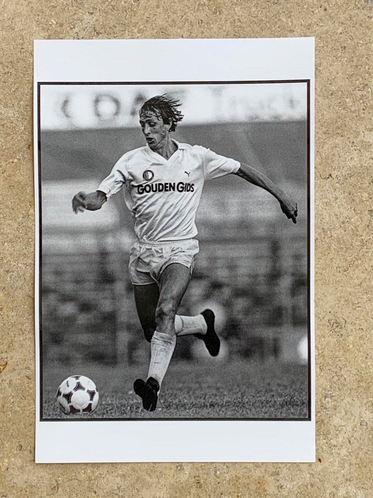 Org zw/w foto 20x30 cm Johan Cruijff actie voor Feyenoord, Verzenden, Nieuw, Feyenoord, Poster, Plaatje of Sticker