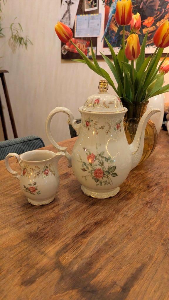 vintage zeh scherzer bavaria porcelain coffee pot & creamer, Ophalen of Verzenden