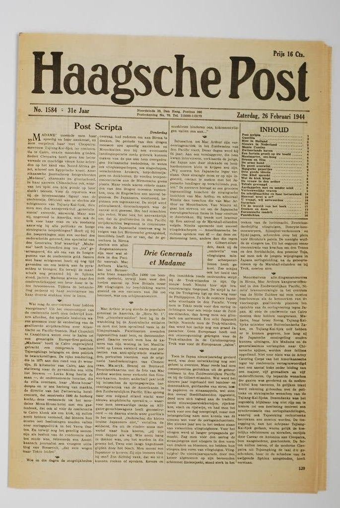 Herdruk: Haagsche Post 26-02-1944 Slag om Monte Cassino, Zo goed als nieuw, Verzenden, Amsterdam, Florence Uitgeverij
