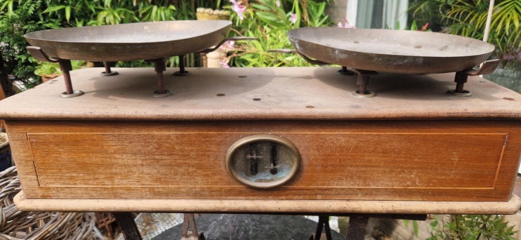 Prachtige late 19e eeuw apothekersweegschaal (brocante), Ophalen, Gebruikt, Winkelweegschaal, 10 tot 50 kg