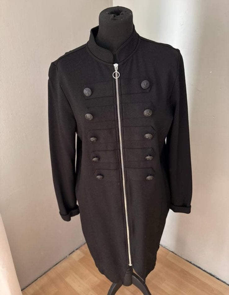 Zoso mooie zwarte blazer/jasje/jurk in militaire stijl 42/44, Zwart, Maat 42/44 (L), Ophalen of Verzenden, Zo goed als nieuw