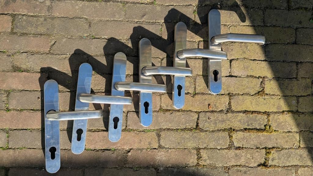 Slotplaten smalslot pc92 35mm breed 245 mm lang 3 sets, Doe-het-zelf en Verbouw, Ophalen of Verzenden, Gebruikt, Rvs, Klink of Kruk