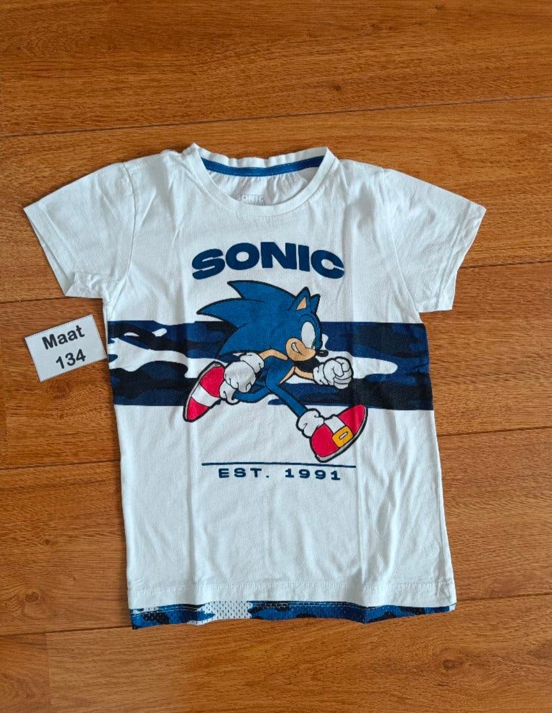 Sonic t-shirt maat 134 wit, Ophalen of Verzenden, Gebruikt, Jongen, Shirt of Longsleeve