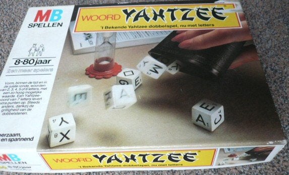 woord yahtzee, t bekende dobbelspel maar nu met letters 1979, Hobby en Vrije tijd, Gezelschapsspellen | Bordspellen, Vijf spelers of meer