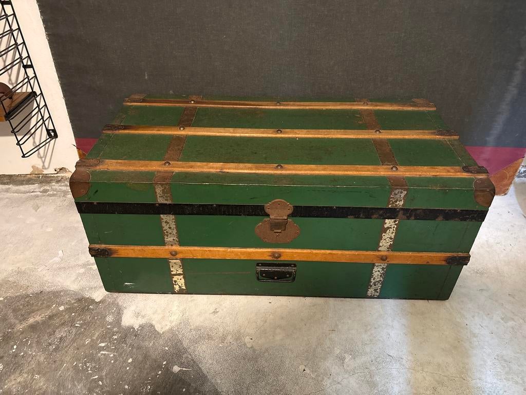 Vintage Groene Kist - Decoratieve Opbergkist, Gebruikt, 100 tot 150 cm, 75 tot 100 cm, Minder dan 50 cm