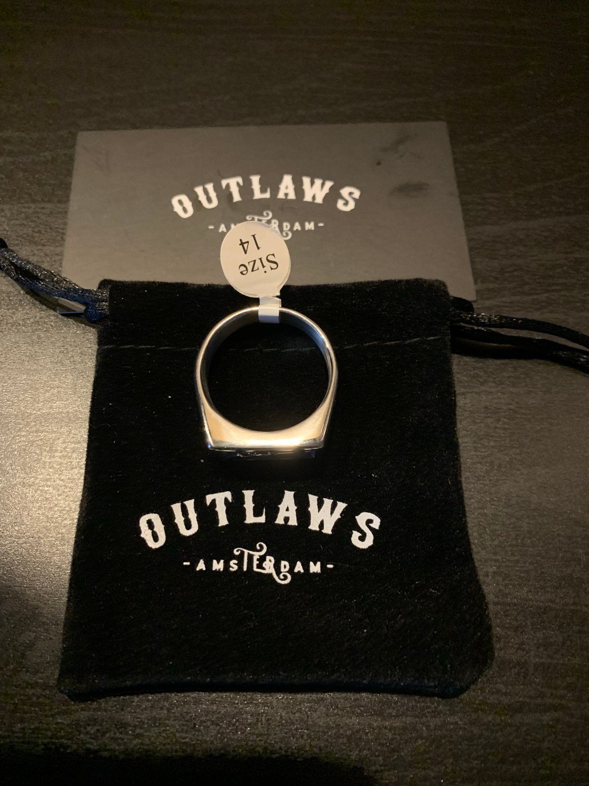 RVS ring Outlaws Amsterdam Size 14 Harley Davidson Bikers, 20 of groter, IJzer of Staal, Heer, Ophalen of Verzenden