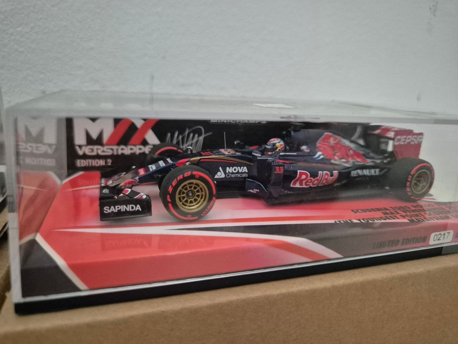 max verstappen 1:43 toro rosso str10 2015 maleisie editie 2, Ophalen, Nieuw, Auto, MiniChamps