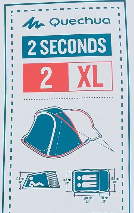 Quechua 2 Seconds 2 XL Fresh & Black tent - NIEUW, Ophalen, Nieuw, Tot en met 2