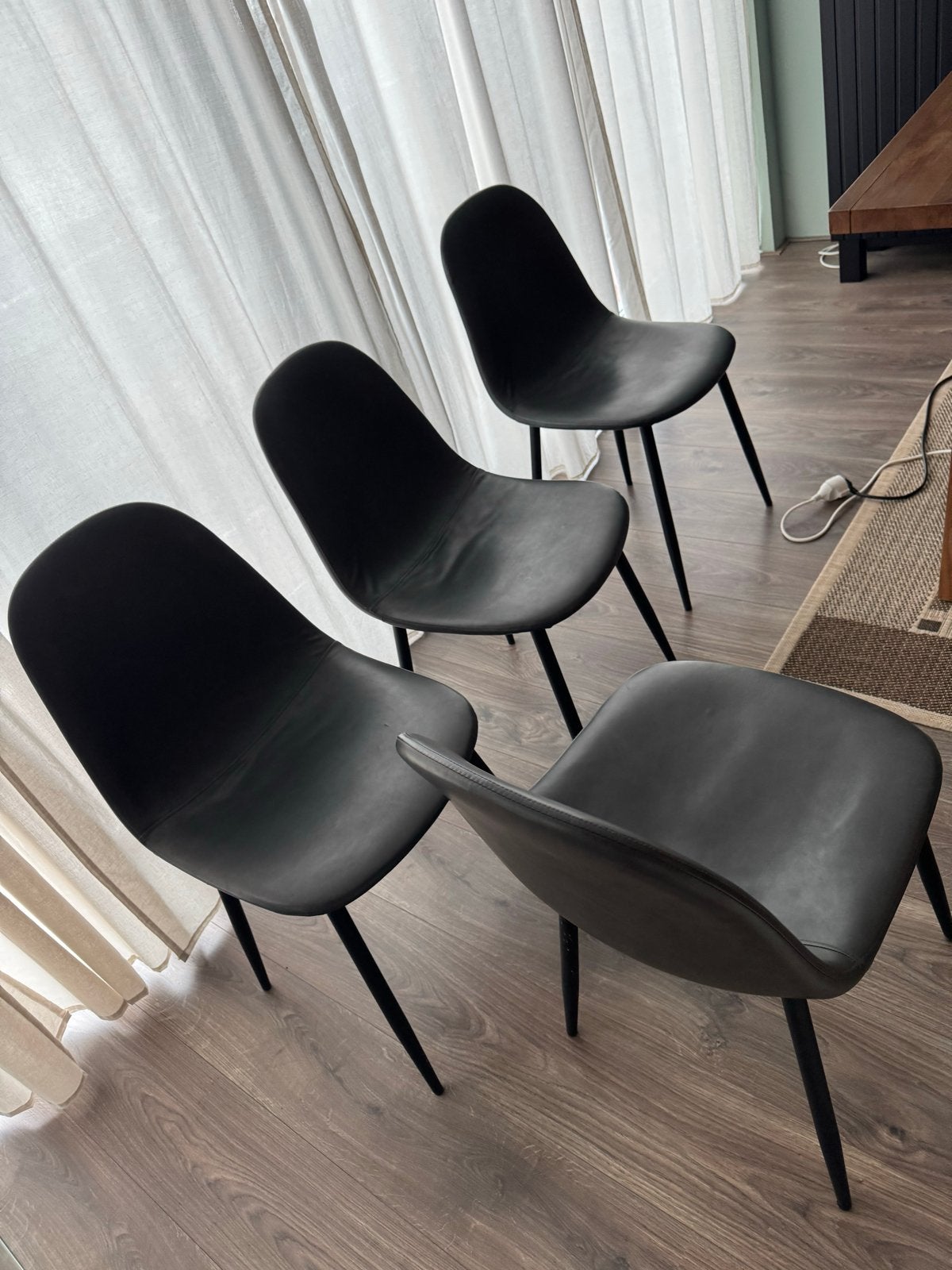 4 grijze eetkamerstoelen, Ophalen, Gebruikt, Vier, Stof