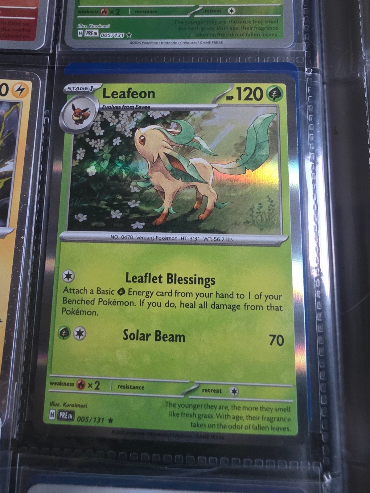 Pokémon Kaart Leafeon 005/131 Holo - Zo goed als nieuw, Ophalen of Verzenden, Zo goed als nieuw, Losse kaart, Foil