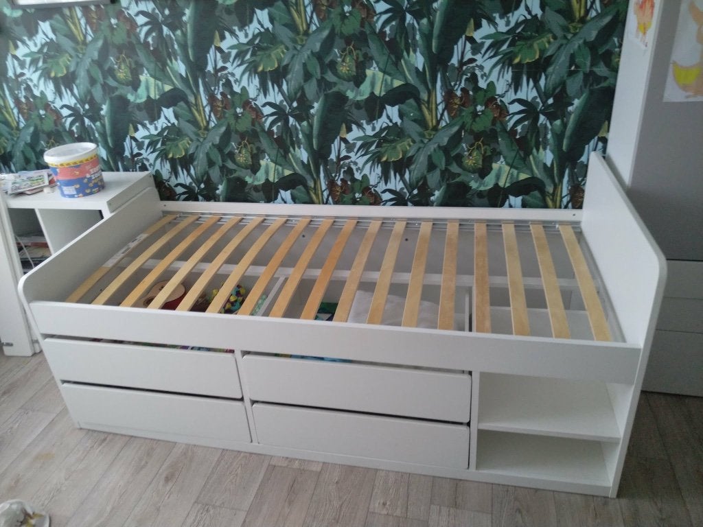 Kinder bed, Huis en Inrichting, Slaapkamer | Bedden, Ophalen, 90 cm, Eenpersoons, Wit