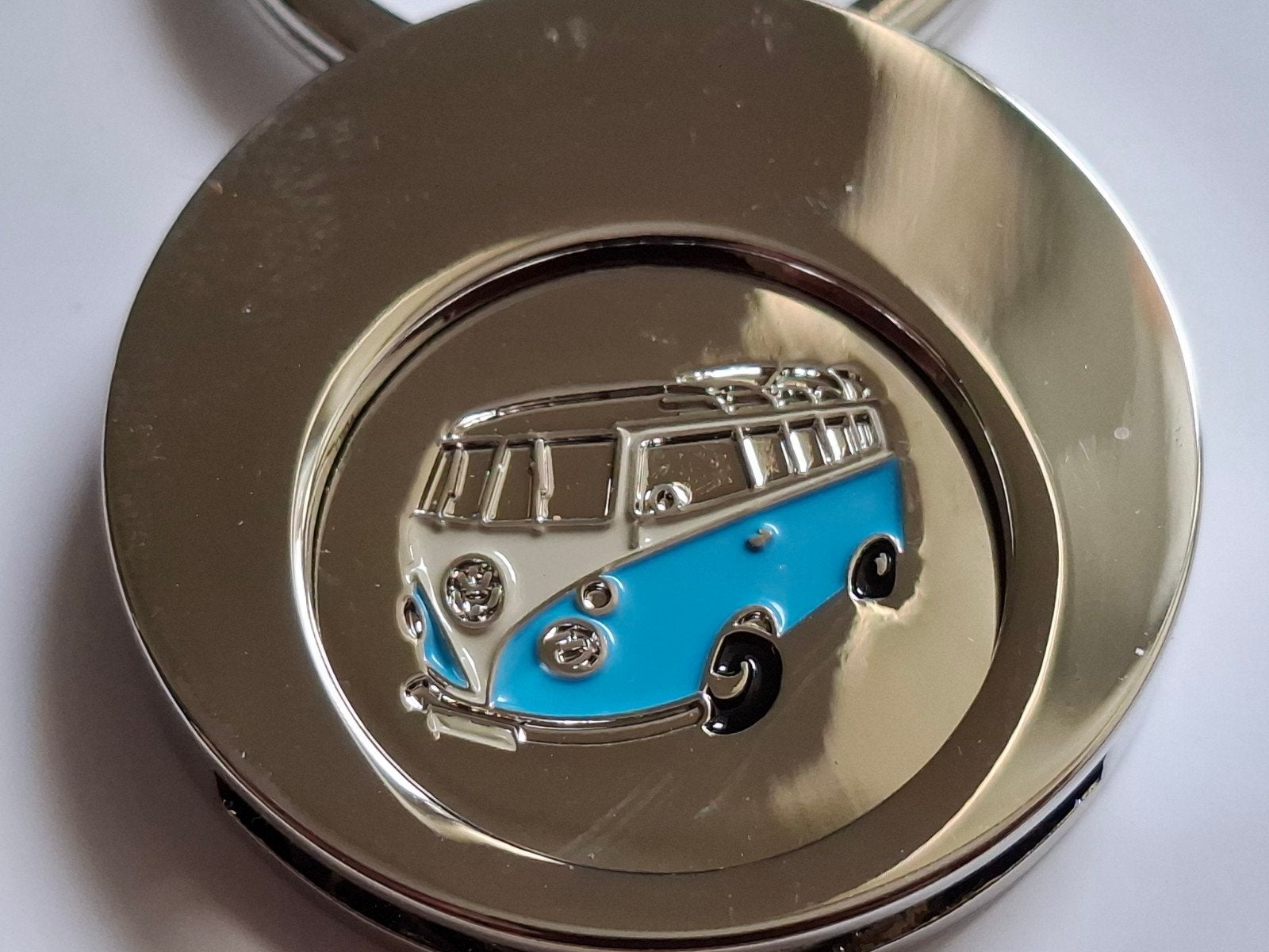 Sleutelhanger VW Busje Camper Van Blauw Chroom, Ophalen of Verzenden