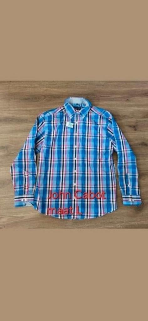 John Cabot overhemd maat L €10, Ophalen of Verzenden, Zo goed als nieuw, Blauw, Halswijdte 41/42 (L)