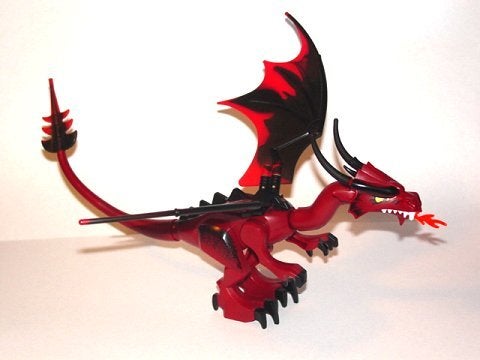 Lego Castle Fantasy Era Dieren Zwarte Draak Donker Rood Hoof, Kinderen en Baby's, Speelgoed | Duplo en Lego, Zo goed als nieuw