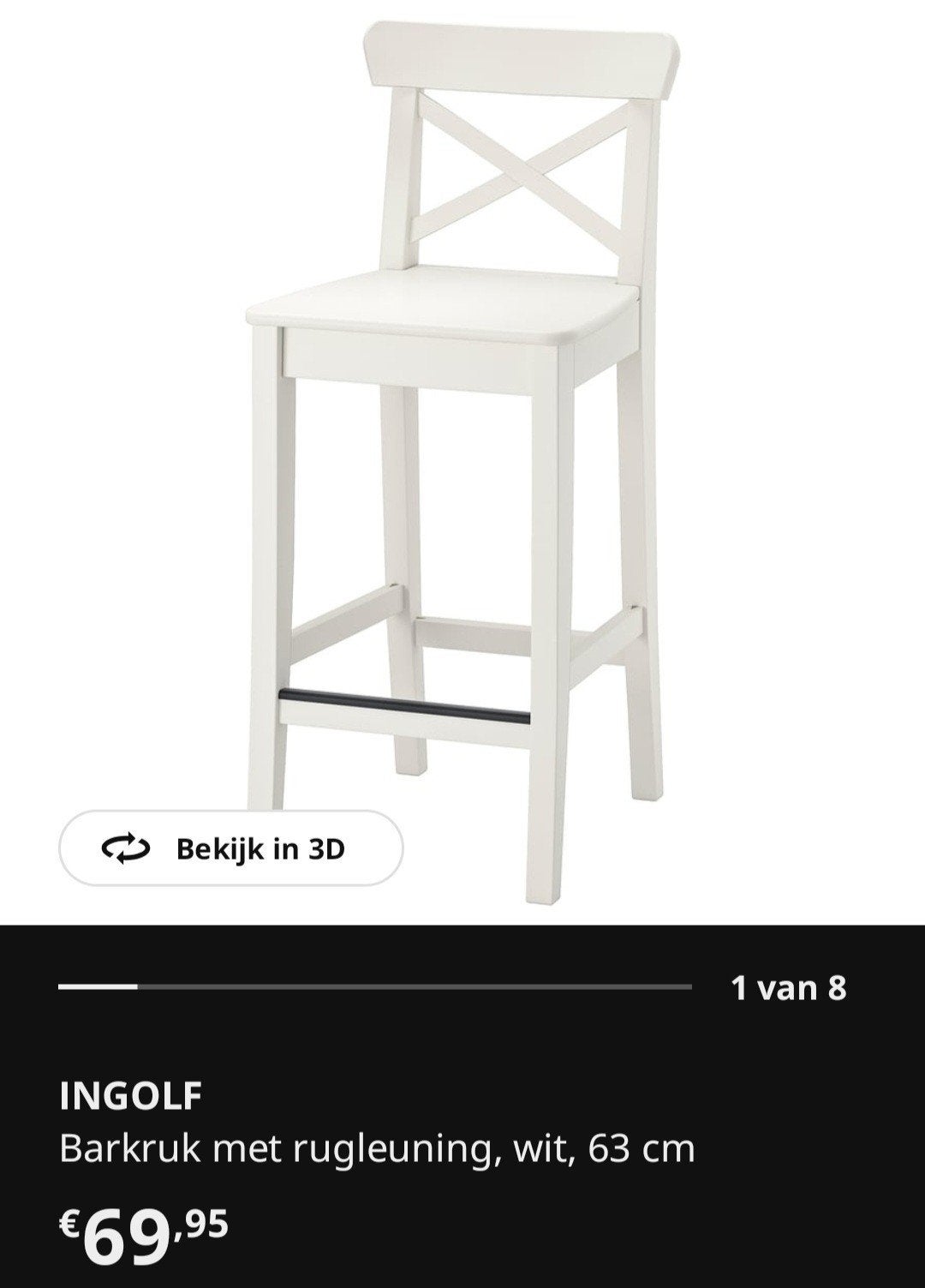 Foto 4 van IKEA Tornviken keukeneiland met 2 Ingolf barkrukken