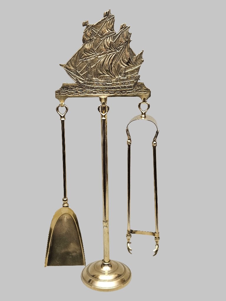 Chique , nautisch Haardstel / Haardset., Vintage, Ophalen of Verzenden, Zo goed als nieuw, Goud