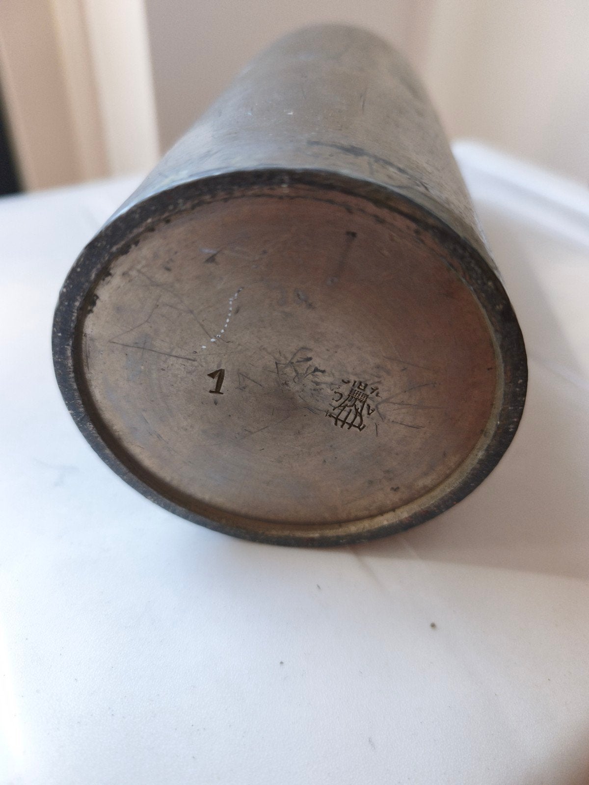 Antieke tinnen fles met dop - gemerkt, Ophalen of Verzenden