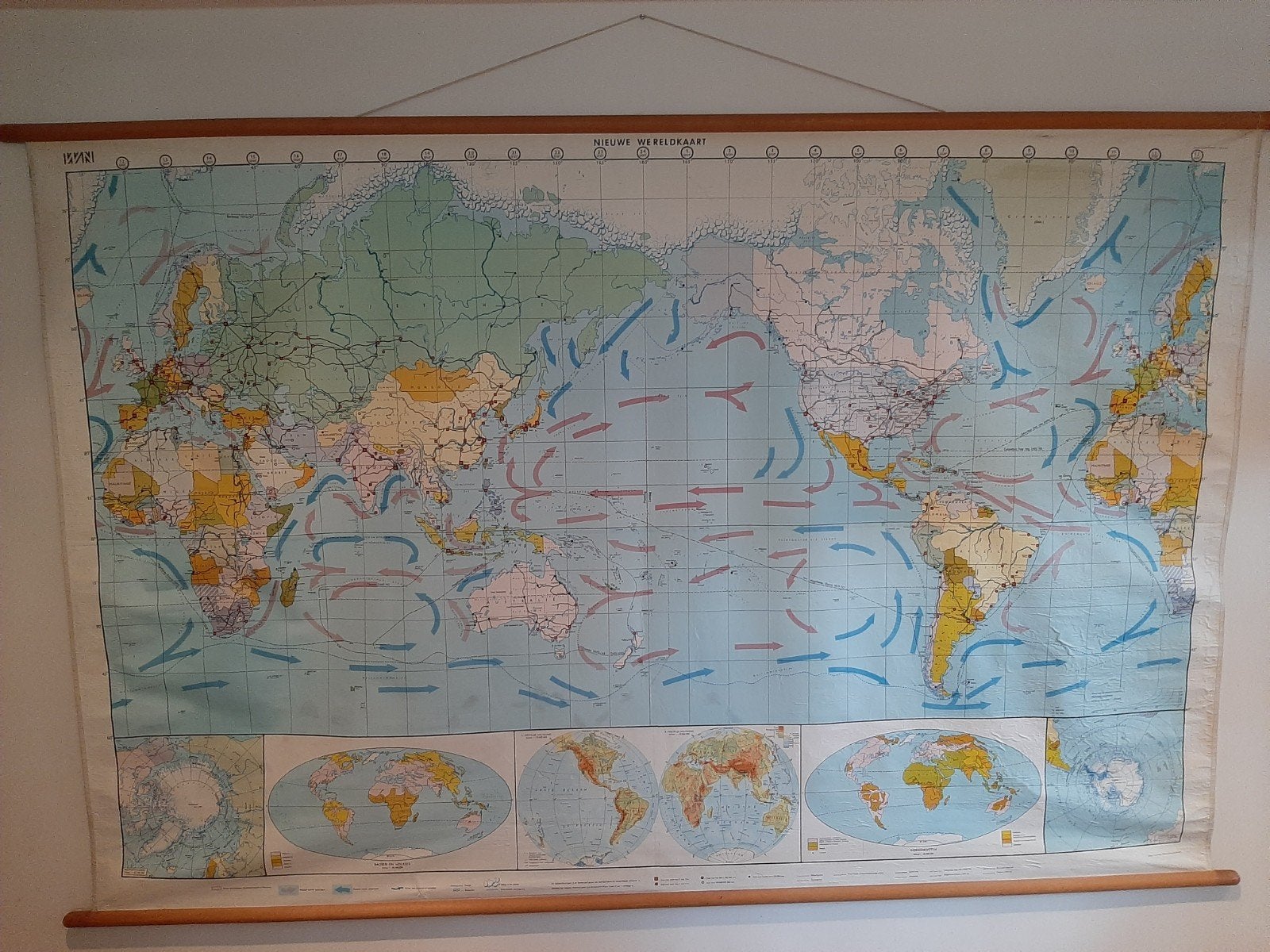 Nieuwe wereldkaart Wolters-Noordhoff 1974, Ophalen of Verzenden, Zo goed als nieuw, 1800 tot 2000, Landkaart