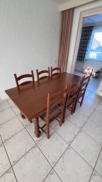 eethoek met 6 stoelen, Ophalen, Gebruikt, 100 tot 150 cm, 50 tot 100 cm